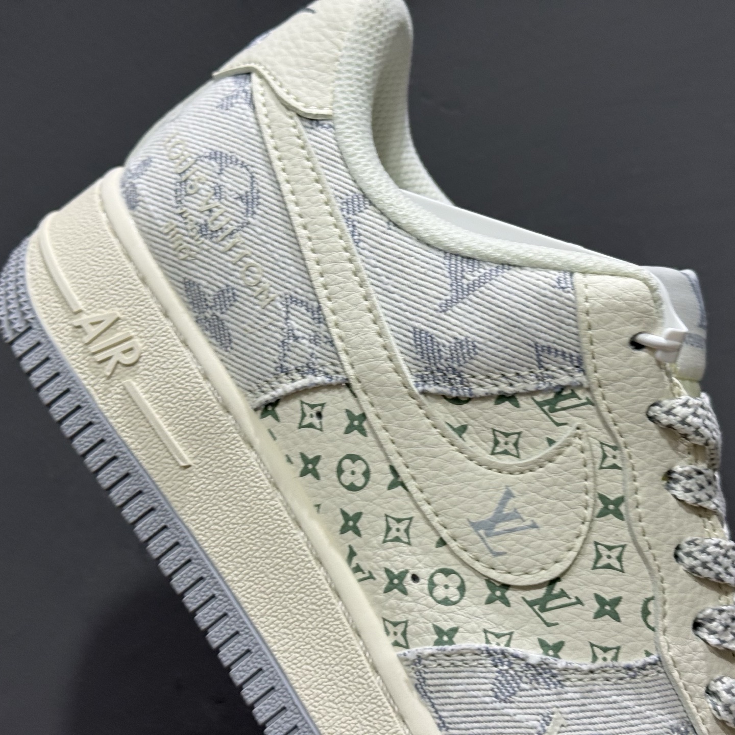独家实拍C版 Nike Air Force 1 Low 07 x lv 米白黄牛仔布 YX5066-331