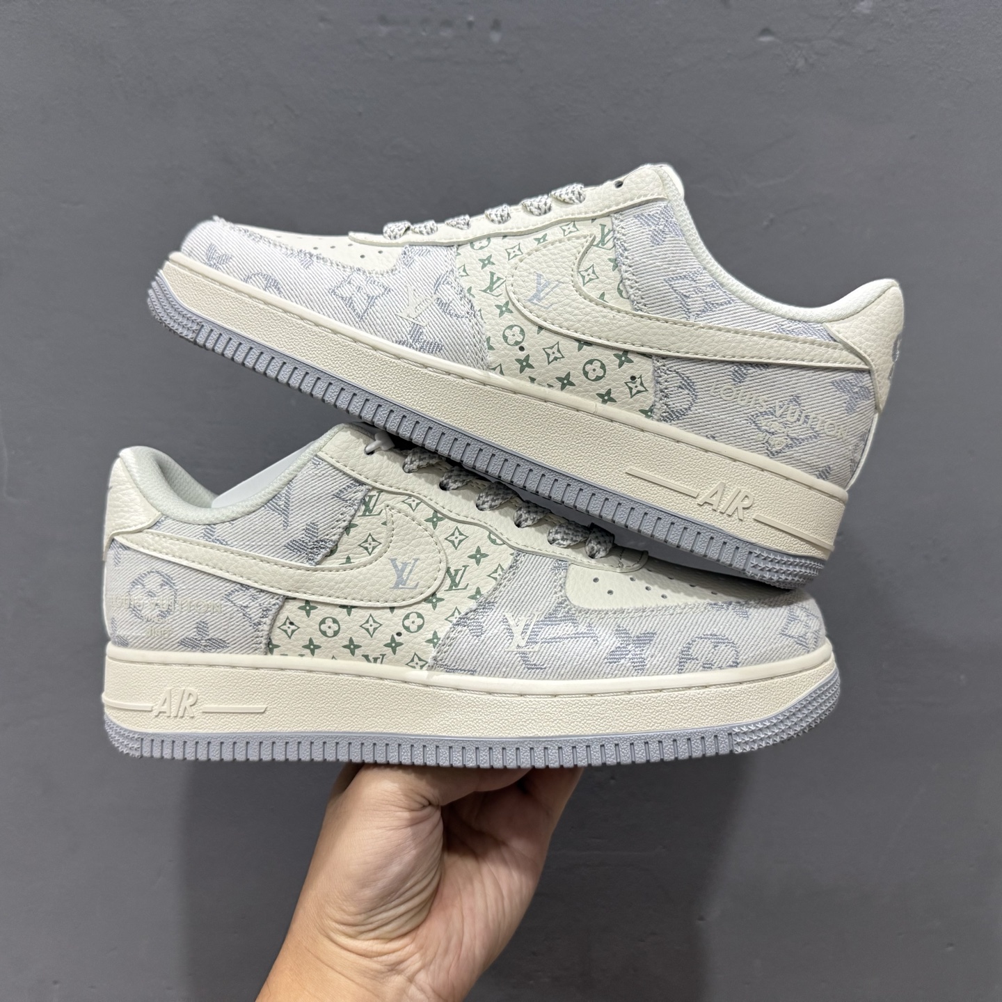 独家实拍C版 Nike Air Force 1 Low 07 x lv 米白黄牛仔布 YX5066-331