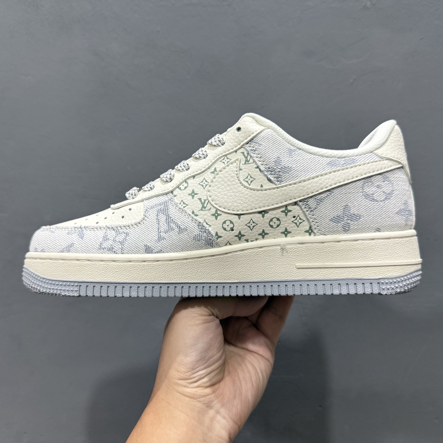 独家实拍C版 Nike Air Force 1 Low 07 x lv 米白黄牛仔布 YX5066-331