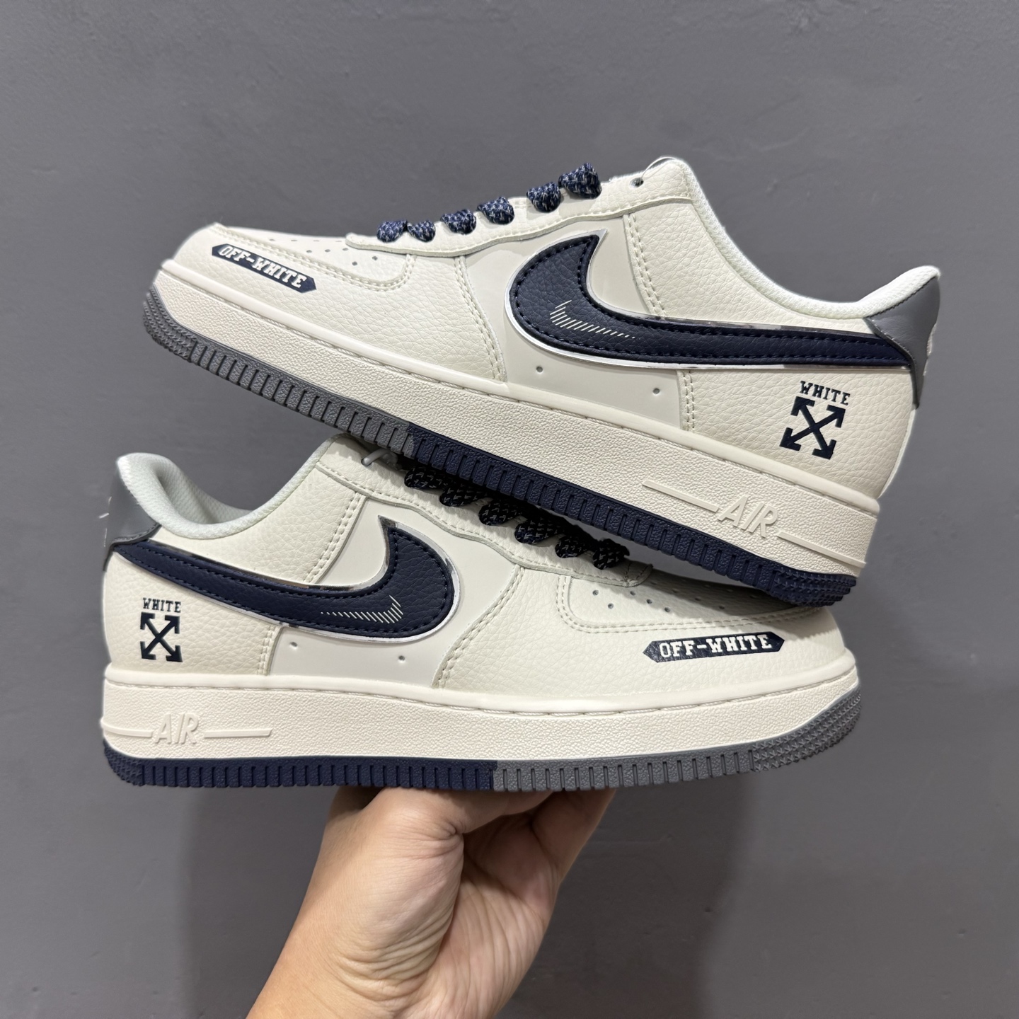 Nike Air Force 1'07 Low 联名 双拼米灰蓝 空军一号低帮休闲板鞋 QW5836-026