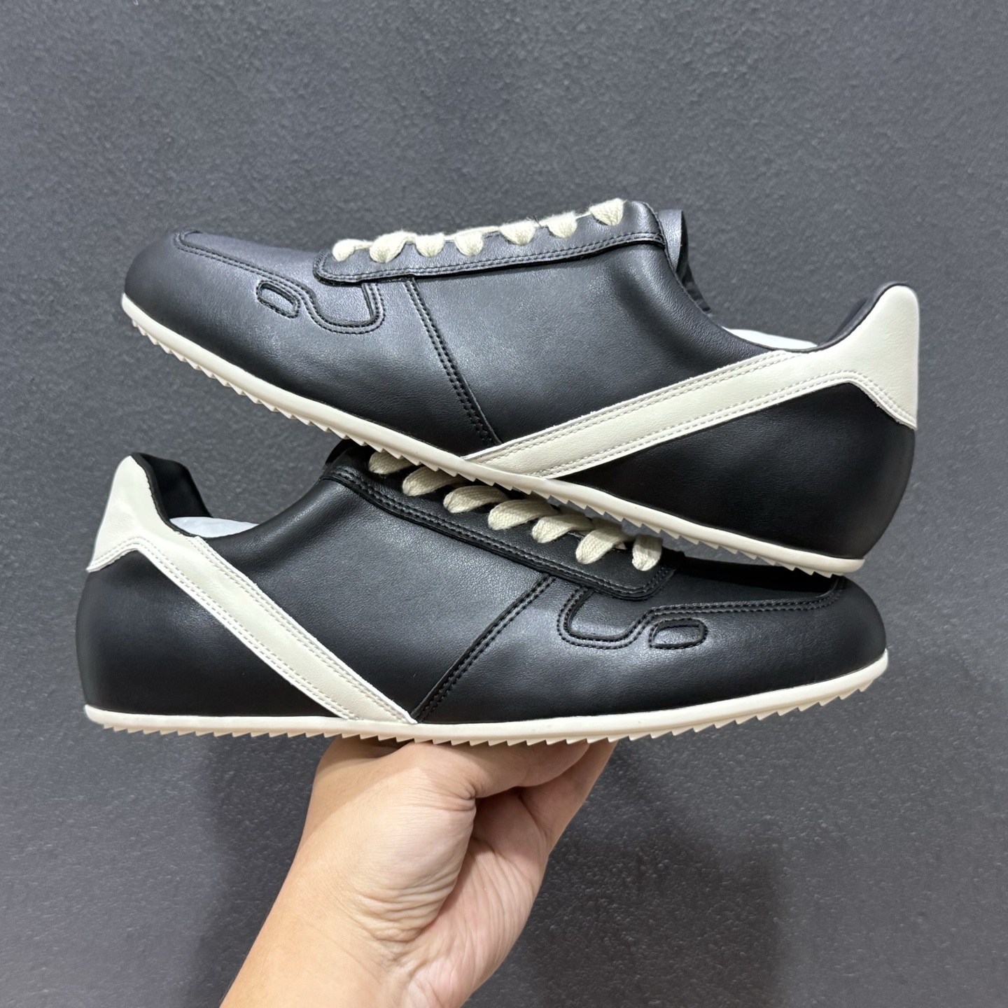 [广东纯原版本]RICK OWENS / RO Minimal Sneaker瑞克欧文斯小牛绒面革圆头系带低帮生活休闲鞋