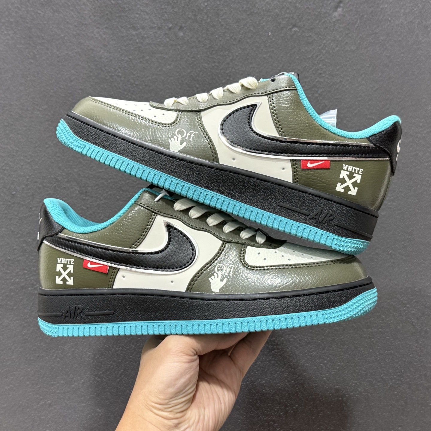 Nike Air Force 1 '07 Low “OFF-WHITE联名——双拼黑绿蓝”空军一号 QW5836-022 Nike Air Force 1 '07 Low “OFF-WHITE联名——双拼黑绿蓝”空军一号 QW5836-022
