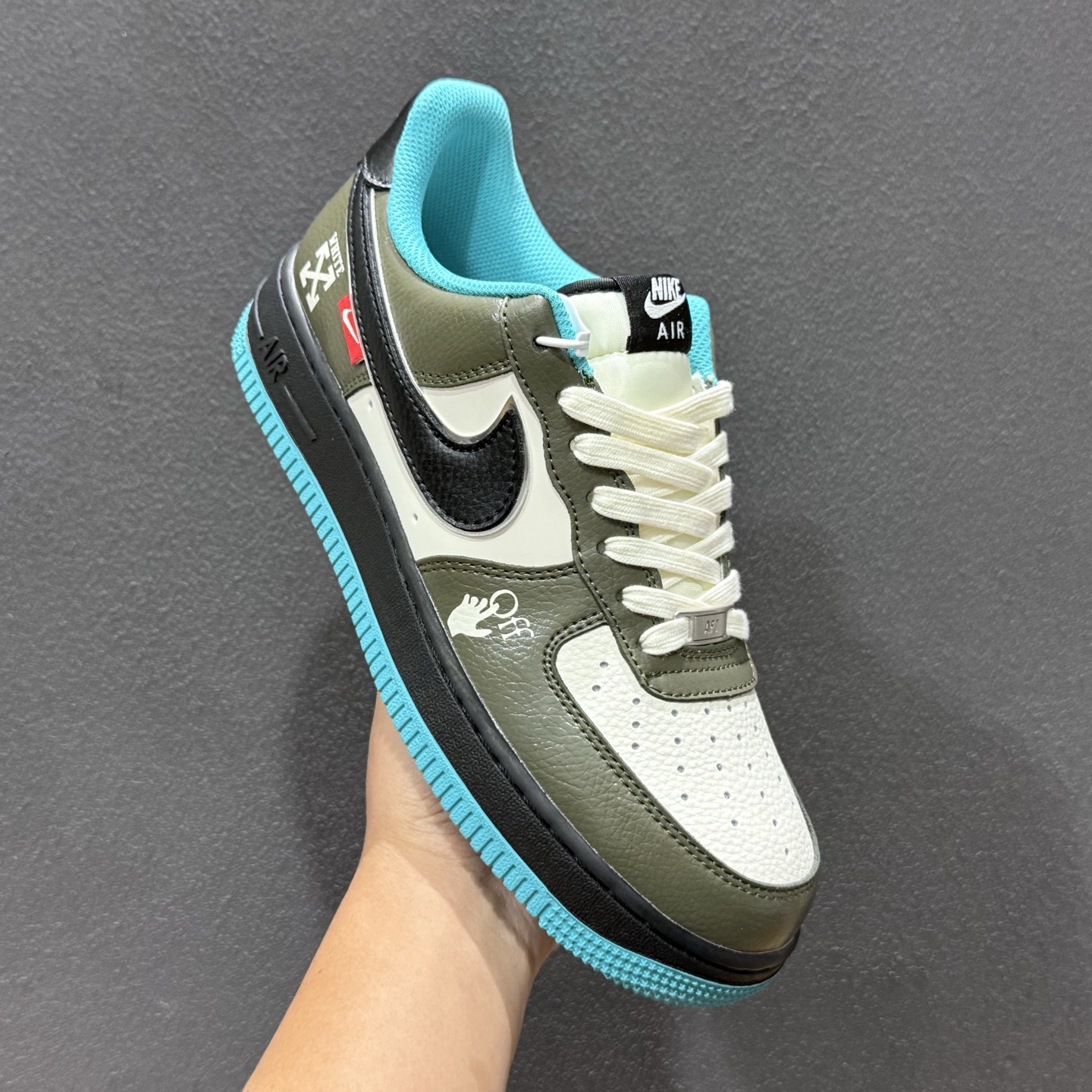 Nike Air Force 1 '07 Low “OFF-WHITE联名——双拼黑绿蓝”空军一号 QW5836-022 Nike Air Force 1 '07 Low “OFF-WHITE联名——双拼黑绿蓝”空军一号 QW5836-022