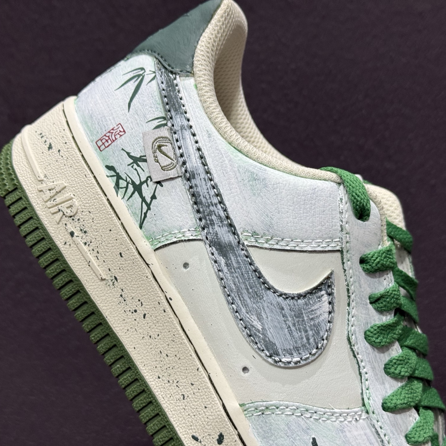 手绘涂鸦“青竹墨韵”Nike Air Force 1 “Bamboo in Ink Wash”空军一号定制板鞋 FB1839-123