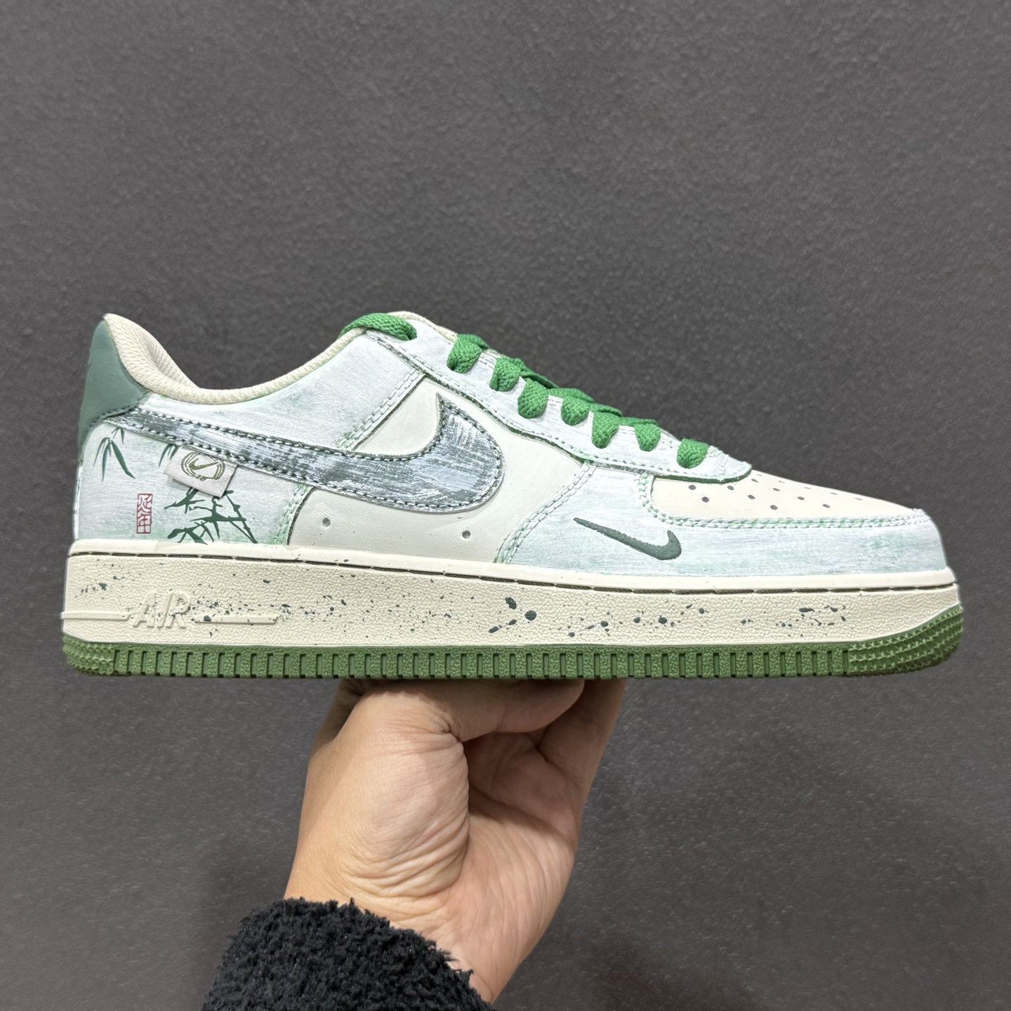 手绘涂鸦“青竹墨韵”Nike Air Force 1 “Bamboo in Ink Wash”空军一号定制板鞋 FB1839-123