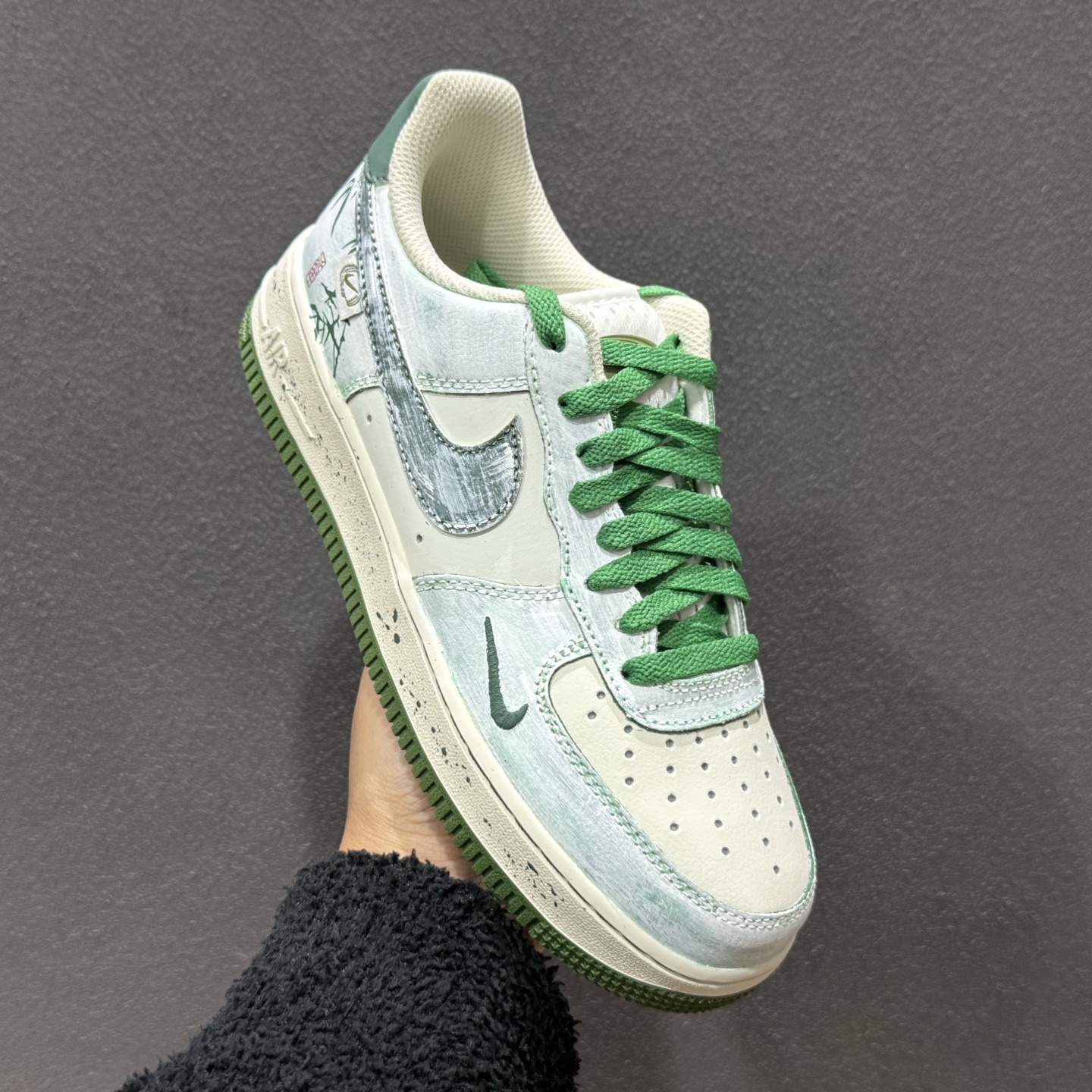 手绘涂鸦“青竹墨韵”Nike Air Force 1 “Bamboo in Ink Wash”空军一号定制板鞋 FB1839-123