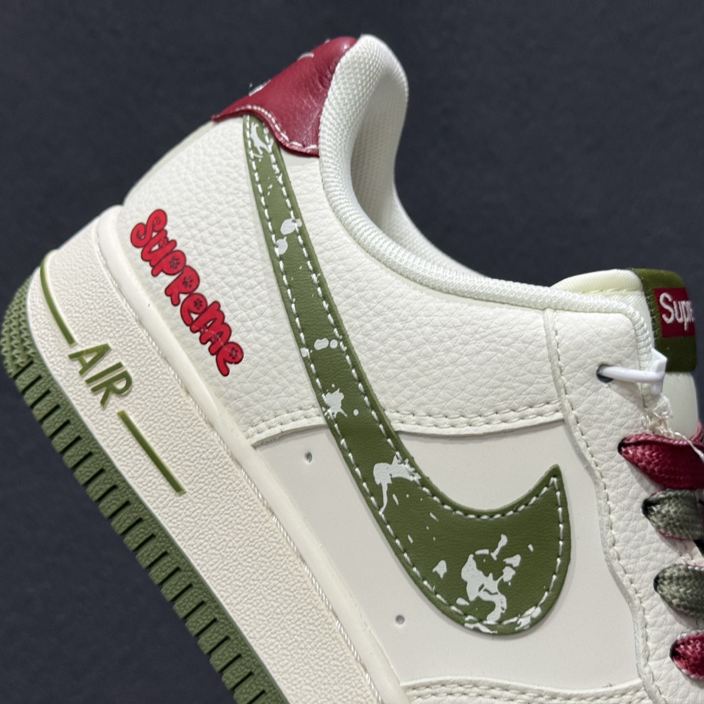 Nike Air Force 1 '07 Low “Supreme联名——米红织标绿勾”空军一号 低帮 运动鞋 QW5606-273