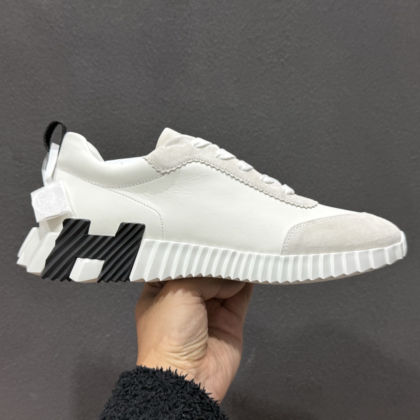 E2 HERMES爱马仕 Bouncing 网布 羊皮 舒适轻便 系带圆头 低帮 生活休闲鞋