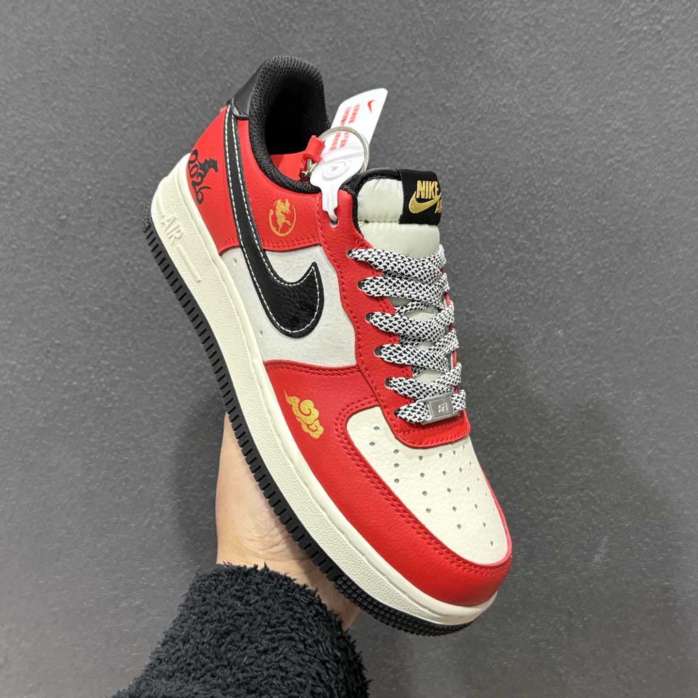 260 Nike Air Force 1 '07 Low “马年限定——祥云米黑红”空军一号 MZ9588-818-Chinese UA Cheap High Quatity Brand Clothes Bags handbags Sneakers wholesale wholesaler seller from China Factory suppliers Fashion Clothing Shoes best Quality Beautiful Price 260 Nike Air Force 1 '07 Low “马年限定——祥云米黑红”空军一号 MZ9588-818