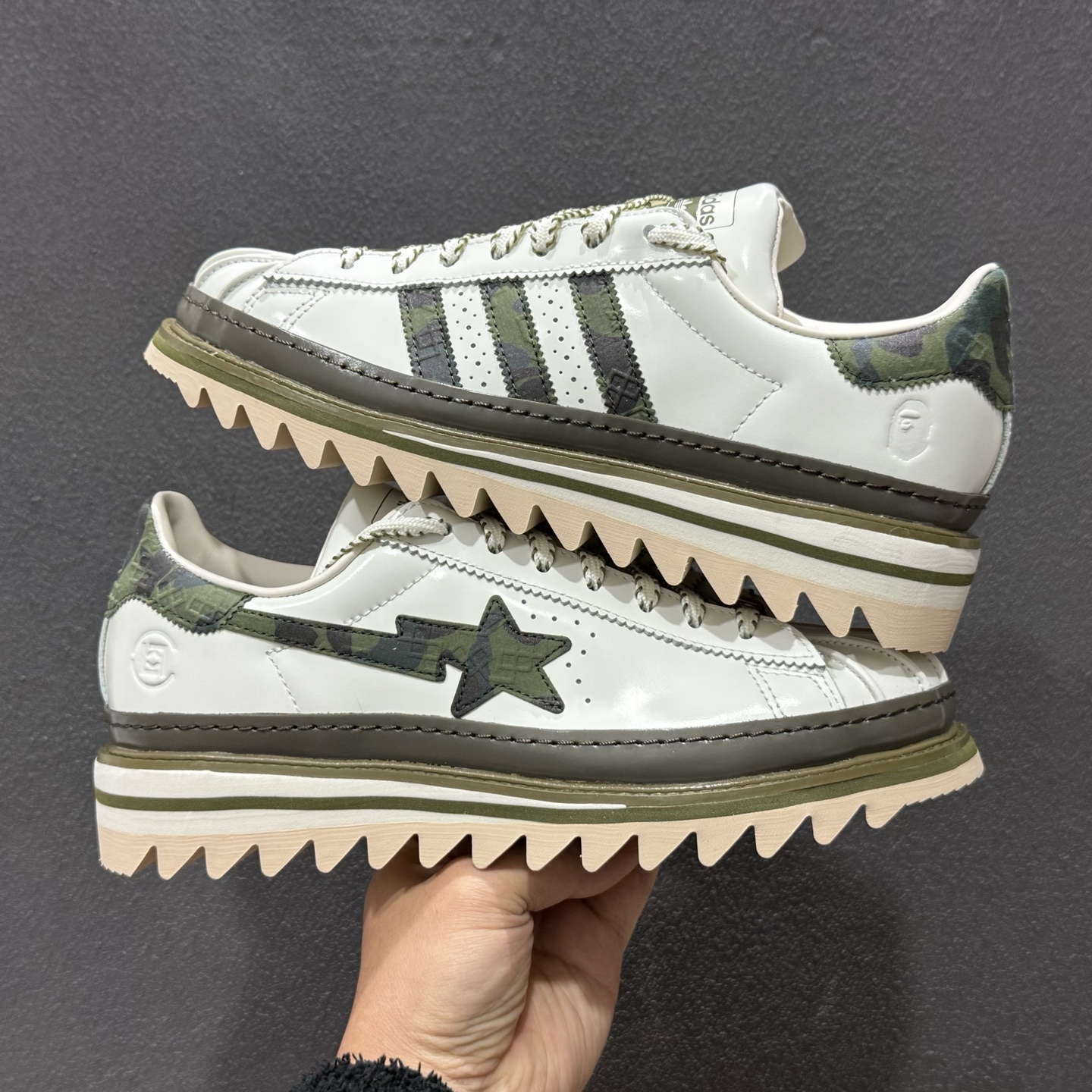 370 新款出货 AD BAPE x CLx Superby EDISON CHEN 猿人头 凝结集团 陈冠希三方联名贝壳头 KJ1473-126