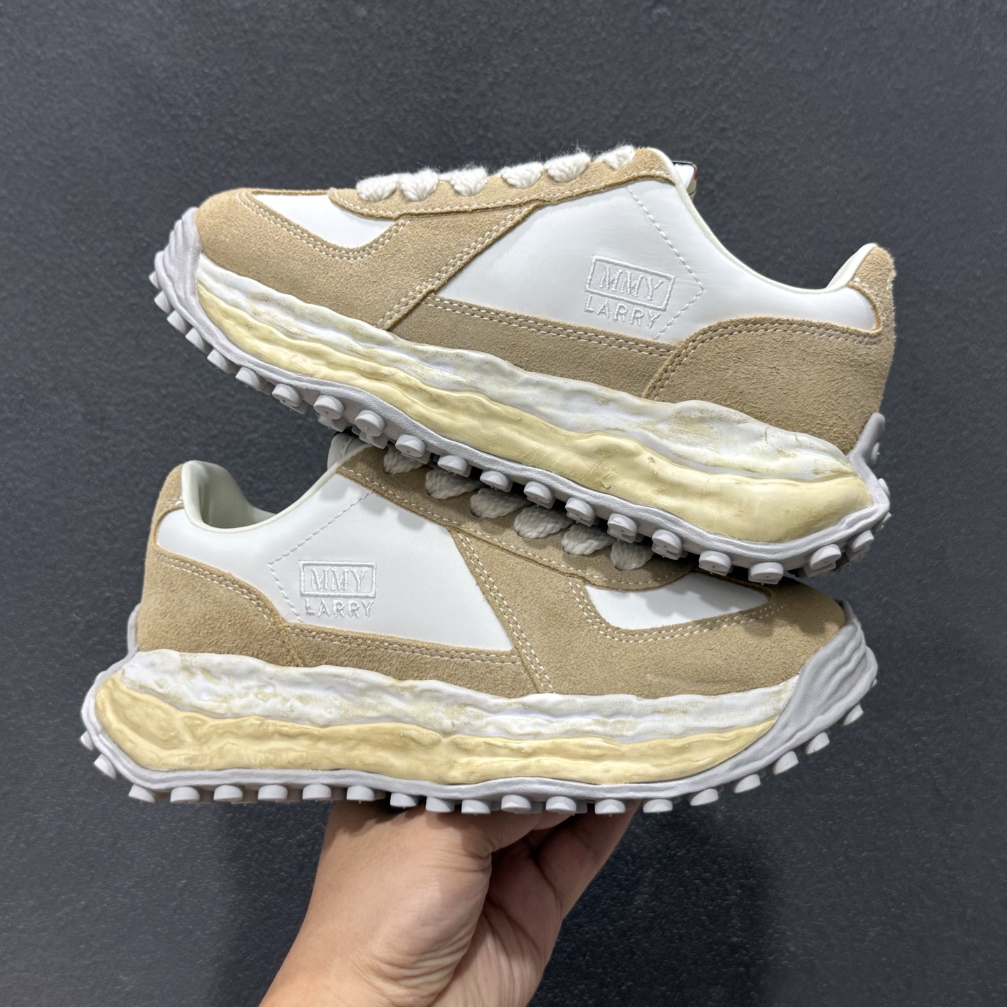240 MMY/Maison MIHARA YASUHIRO Original Sole Canvas Low 变形溶解雪糕底低帮休闲百搭皮革面板鞋增高厚底老爹鞋