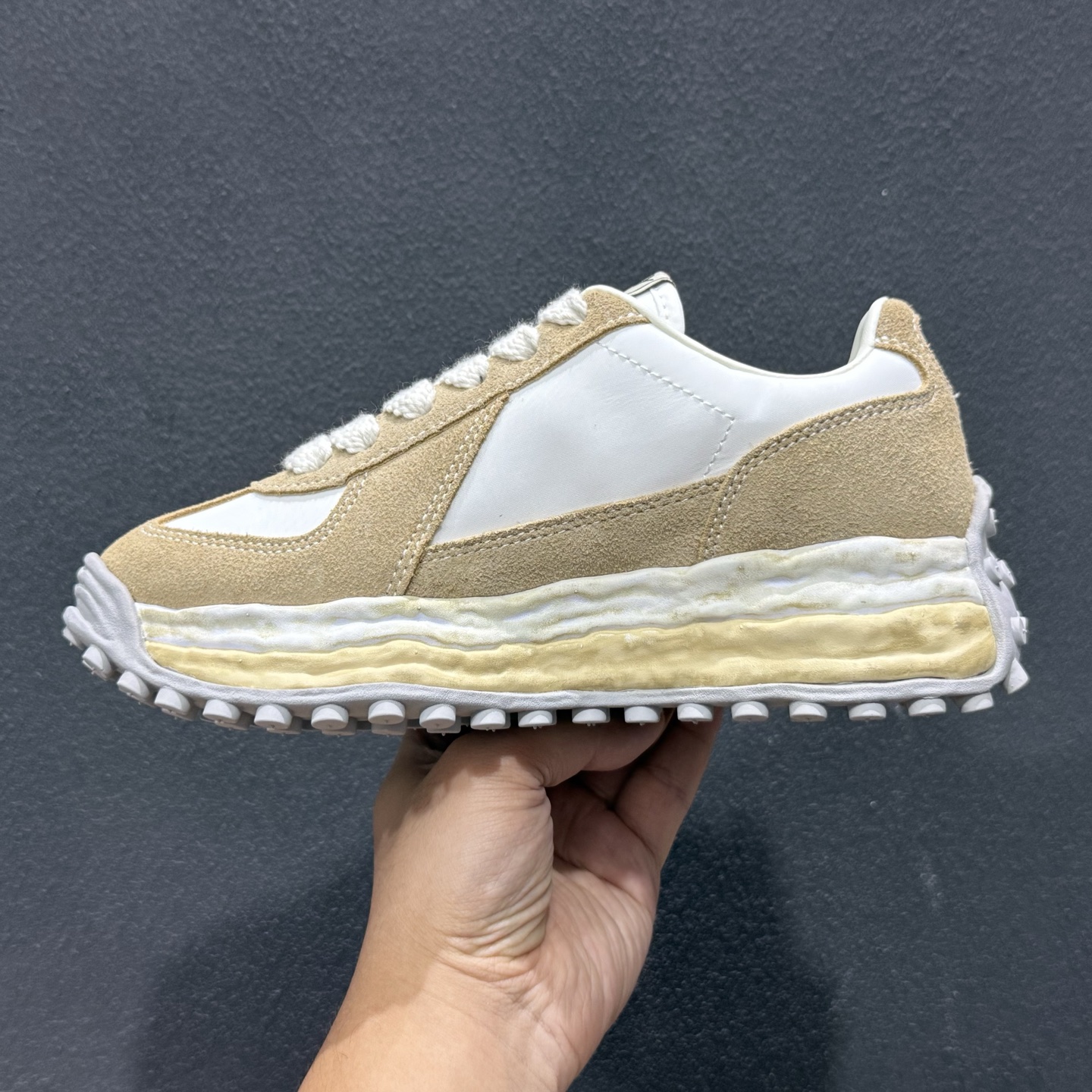 240 MMY/Maison MIHARA YASUHIRO Original Sole Canvas Low 变形溶解雪糕底低帮休闲百搭皮革面板鞋增高厚底老爹鞋