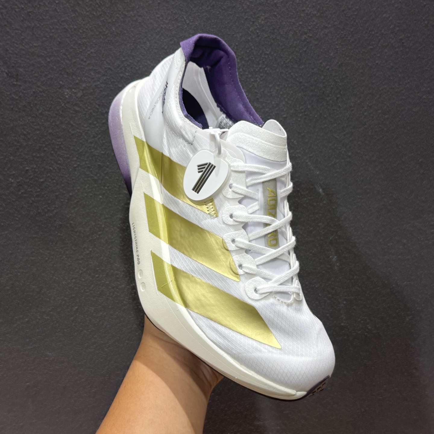 Adidas ADIZERO ADIOS PRO 4 M 马拉松飞线贾卡轻质透气休闲运动跑步鞋 KH6359-111