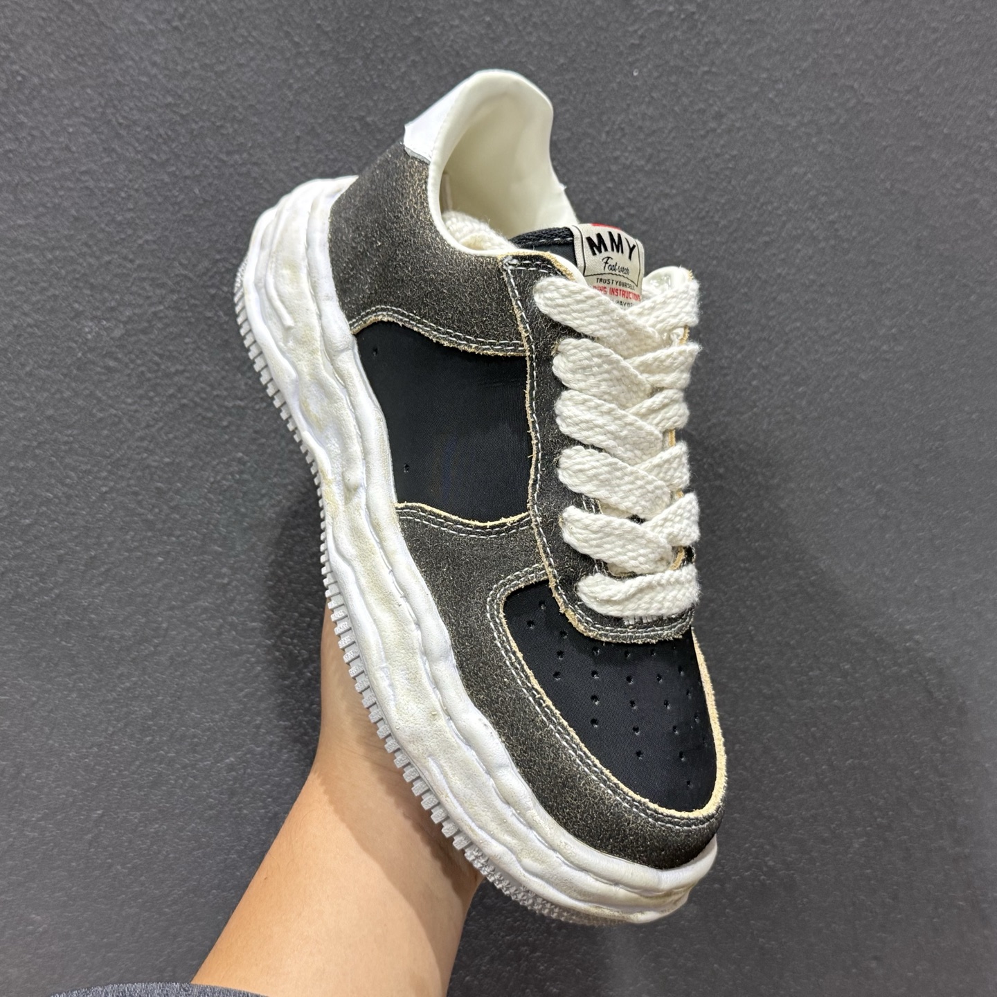 MMY/Maison MIHARA YASUHIRO Original Sole Canvas Low 变形溶解雪糕底低帮休闲百搭皮革面板鞋增高厚底老爹鞋