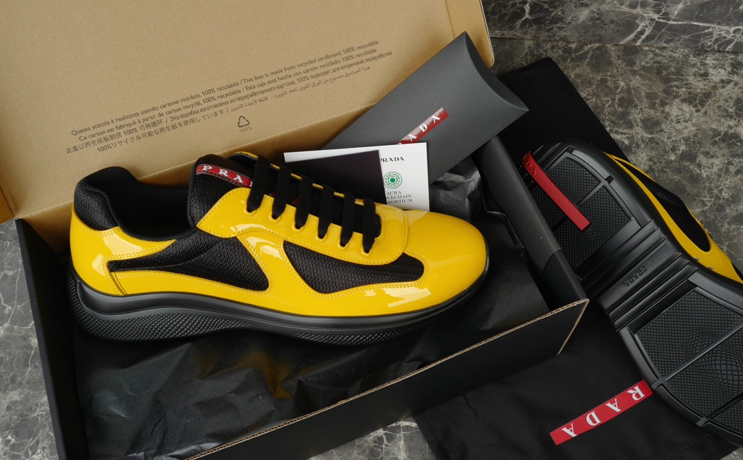 Prada America's Cup Yellow Sneakers Metallic Fabric Inlays,Linea Rossa Logo 5 i1731219283 3042 4