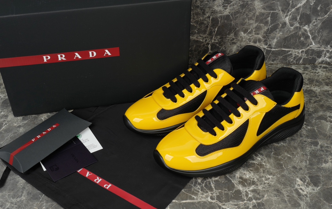 Prada America's Cup Yellow Sneakers Metallic Fabric Inlays,Linea Rossa Logo 1 i1731219283 4084 7