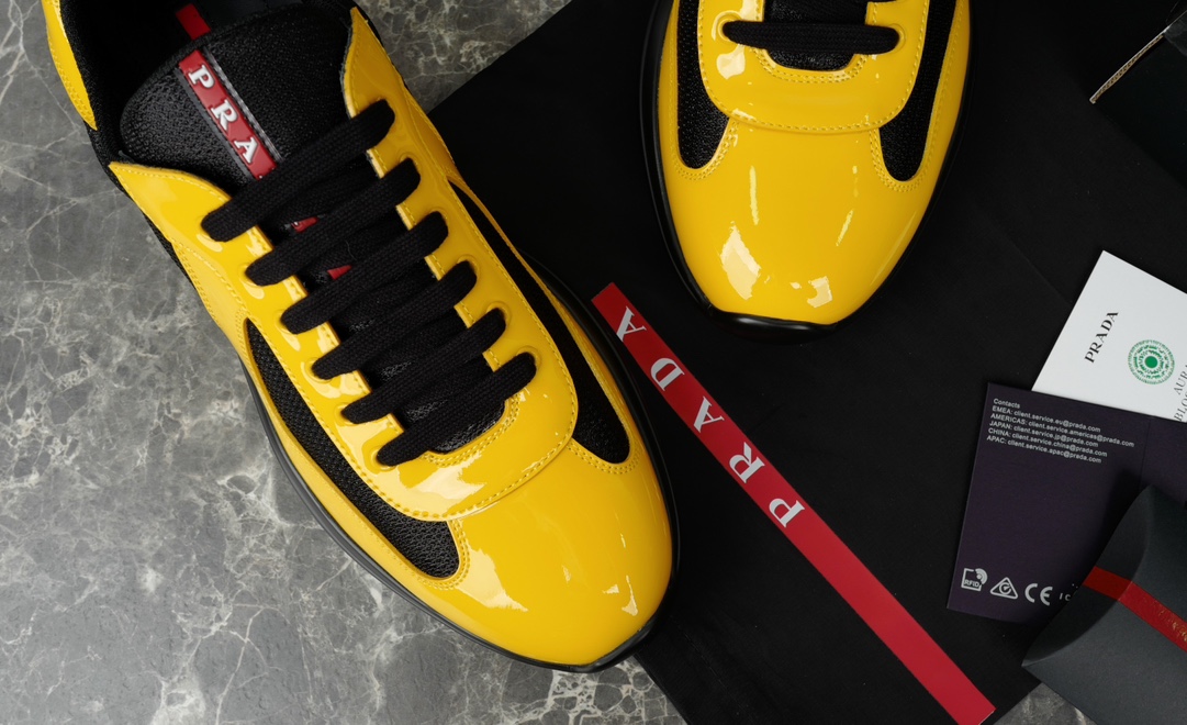Prada America's Cup Yellow Sneakers Metallic Fabric Inlays,Linea Rossa Logo 7 i1731219283 7468 5