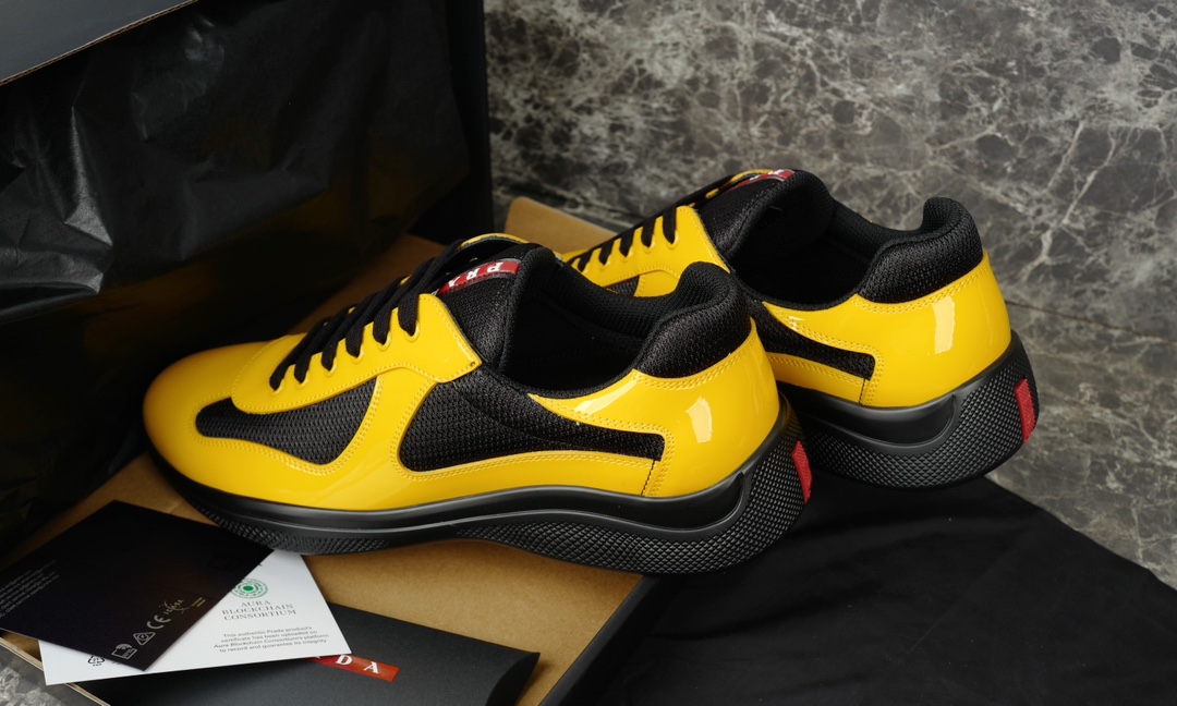Prada America's Cup Yellow Sneakers Metallic Fabric Inlays,Linea Rossa Logo 9 i1731219283 7676 1