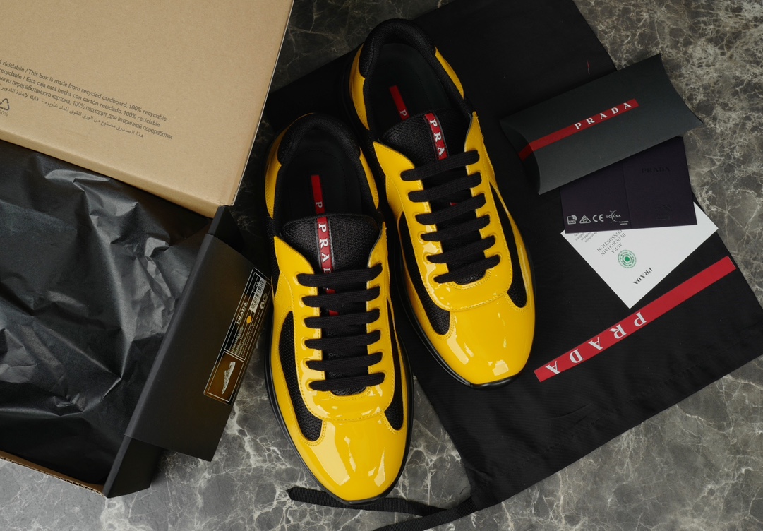 Prada America's Cup Yellow Sneakers Metallic Fabric Inlays,Linea Rossa Logo 3 i1731219283 9204 8