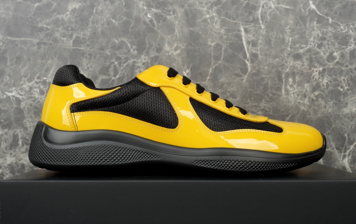 Prada America's Cup Yellow Sneakers Metallic Fabric Inlays,Linea Rossa Logo 4 i1731219283 9996 3