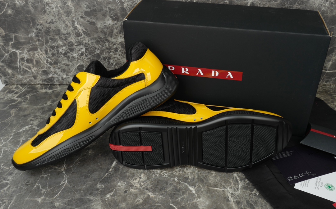 Prada America's Cup Yellow Sneakers Metallic Fabric Inlays,Linea Rossa Logo 8 i1731219288 6509 0