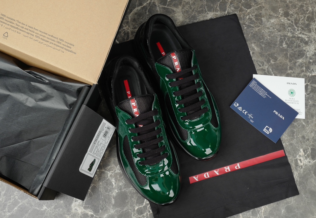 Prada America's Cup Green Sneakers With Metallic Fabric Accents 3 i1731219541 157 0
