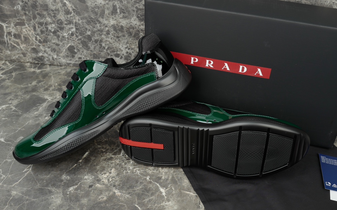 Prada America's Cup Green Sneakers With Metallic Fabric Accents 9 i1731219541 3087 5