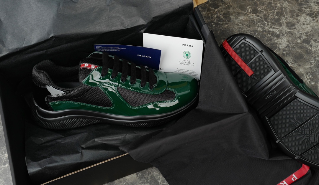 Prada America's Cup Green Sneakers With Metallic Fabric Accents 7 i1731219541 3725 3