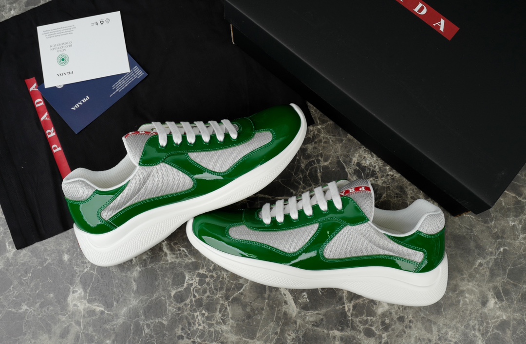 Prada America's Cup Sneakers - Green Patent Leather & Mesh Accents 3 i1731219952 385 2