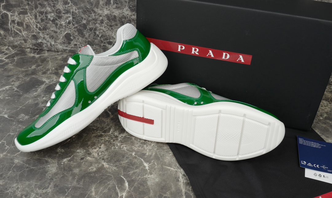 Prada America's Cup Sneakers - Green Patent Leather & Mesh Accents 10 i1731219952 6017 6