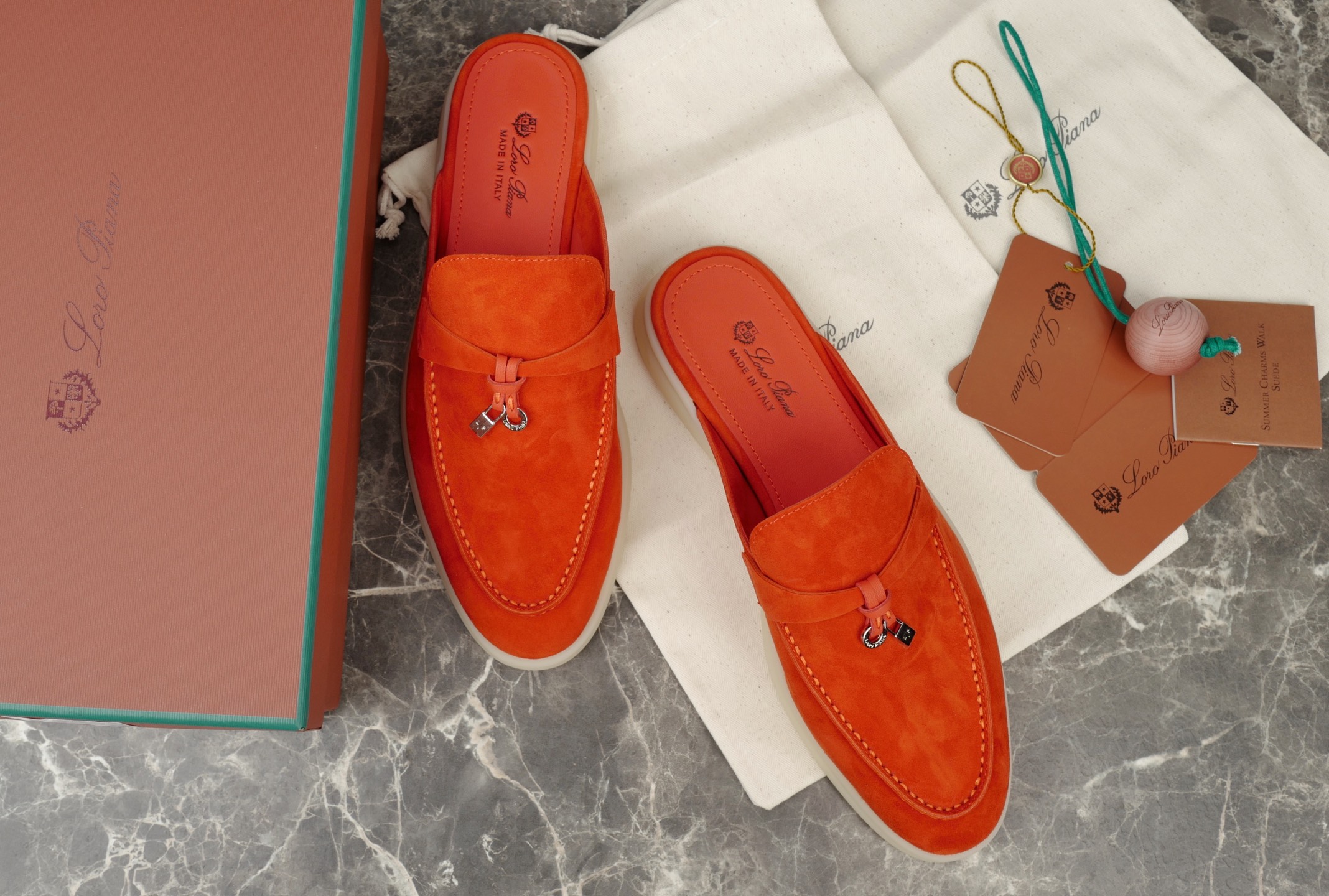 Loro Piana Summer Charms Walk Suede Moccasin Mules - Orange 4 i1744721831360 9521 0 2