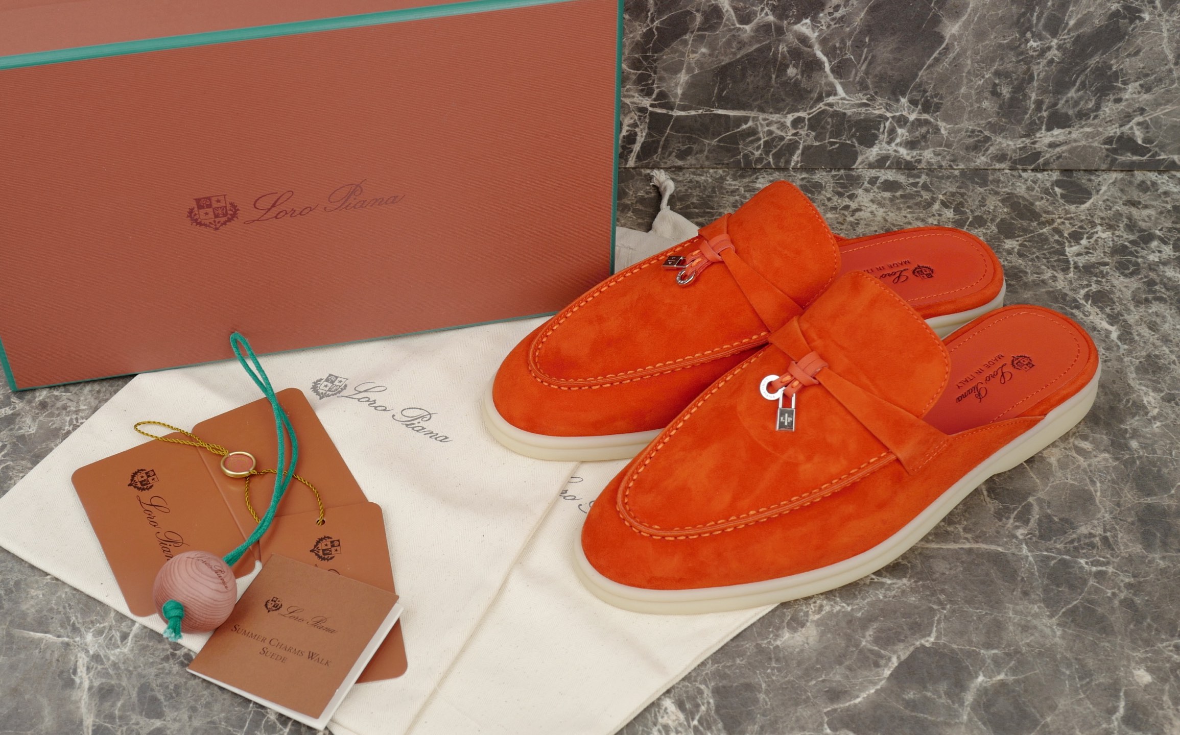 Loro Piana Summer Charms Walk Suede Moccasin Mules - Orange 2 i1744721831361 7827 0 0