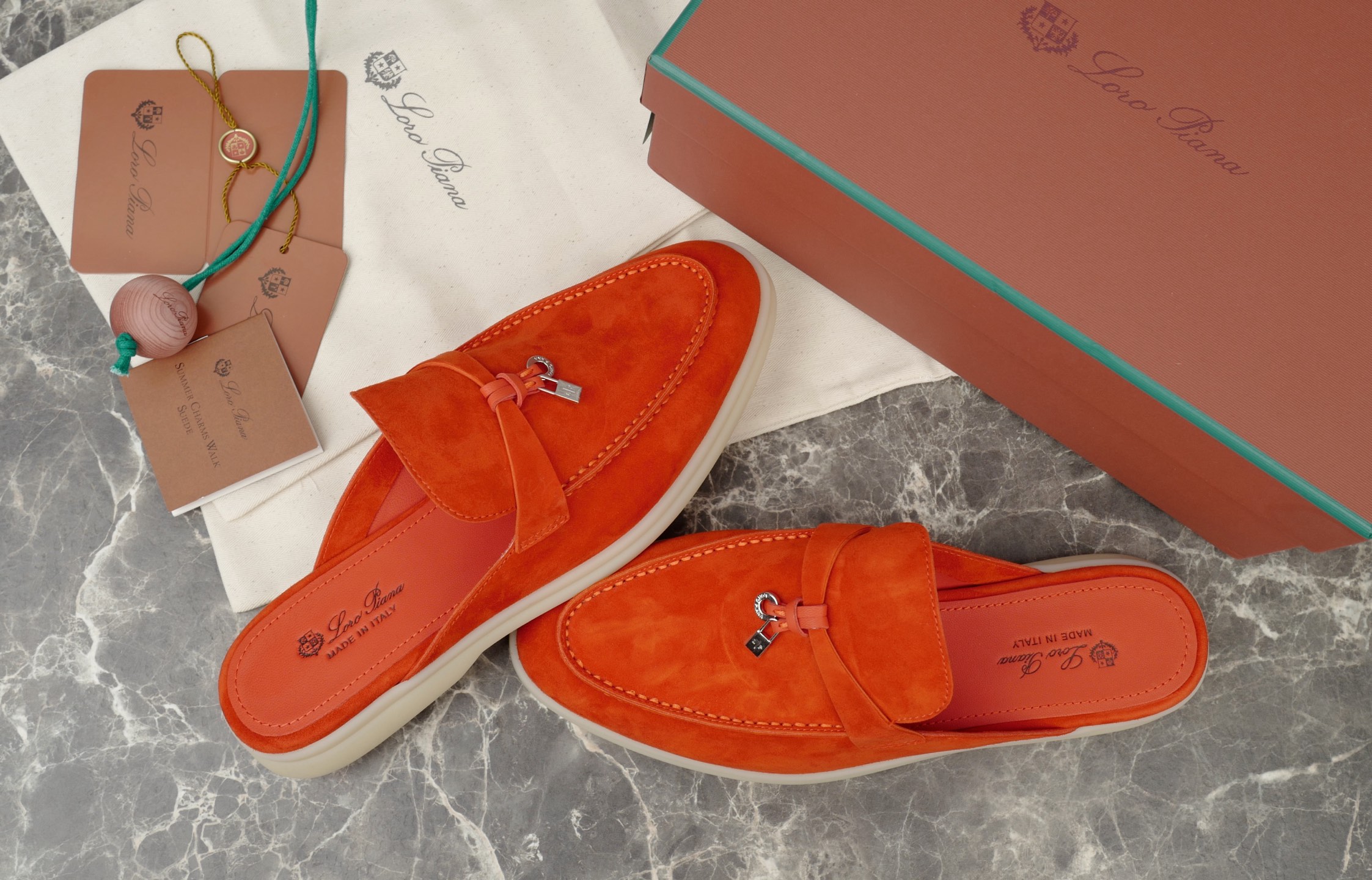 Loro Piana Summer Charms Walk Suede Moccasin Mules - Orange 3 i1744721831379 409 0 1