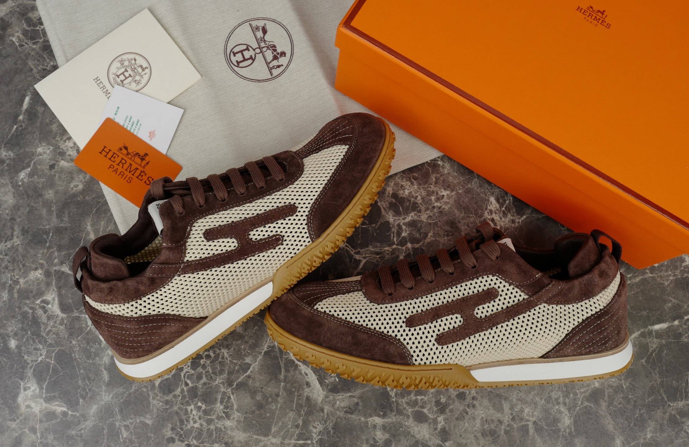Hermes Suede Goat Skin Sneakers with Contrasting 'H' Detail - Retro Look 3 i1745583444094 2618 0 1