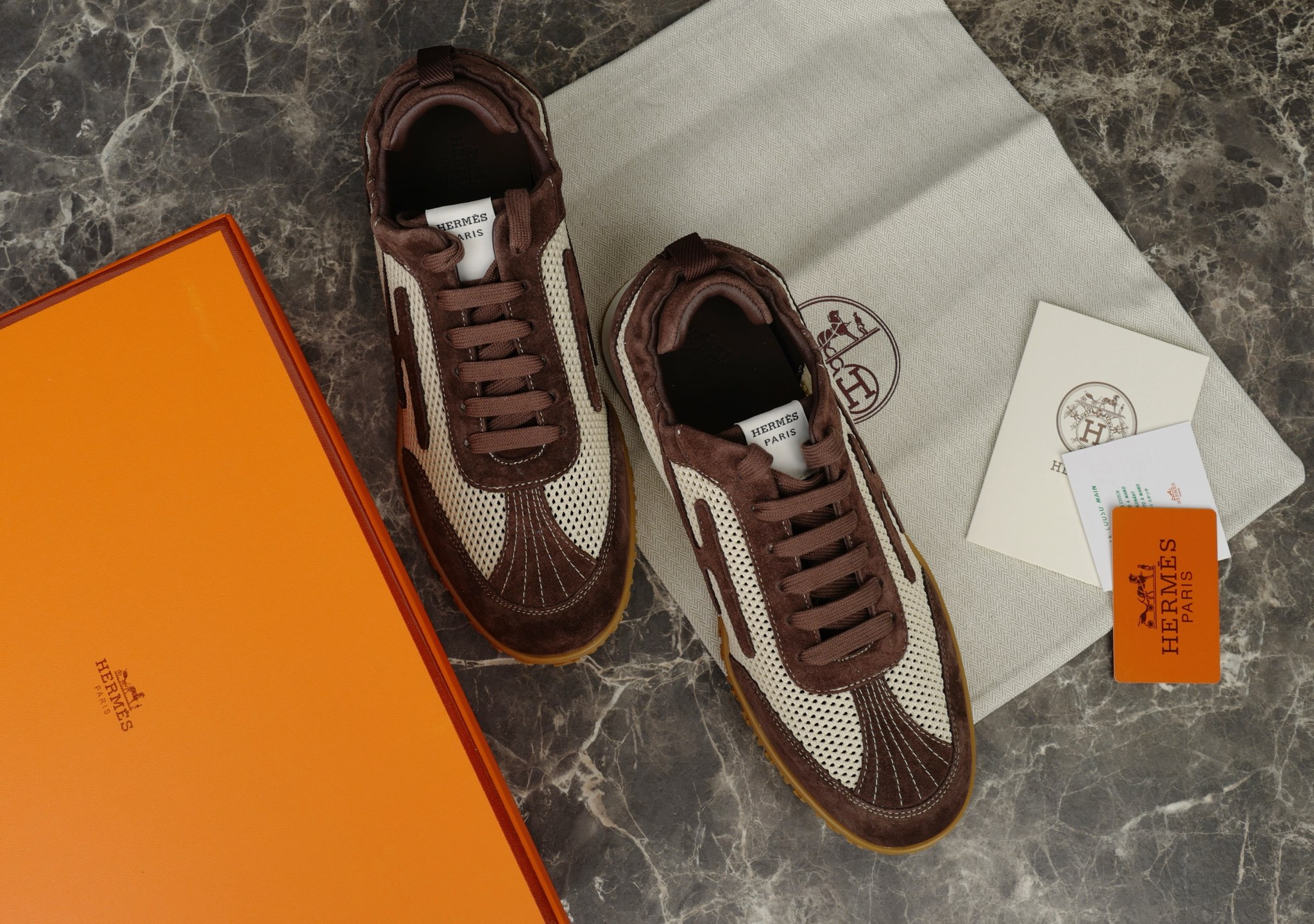 Hermes Suede Goat Skin Sneakers with Contrasting 'H' Detail - Retro Look 4 i1745583445744 4682 0 2