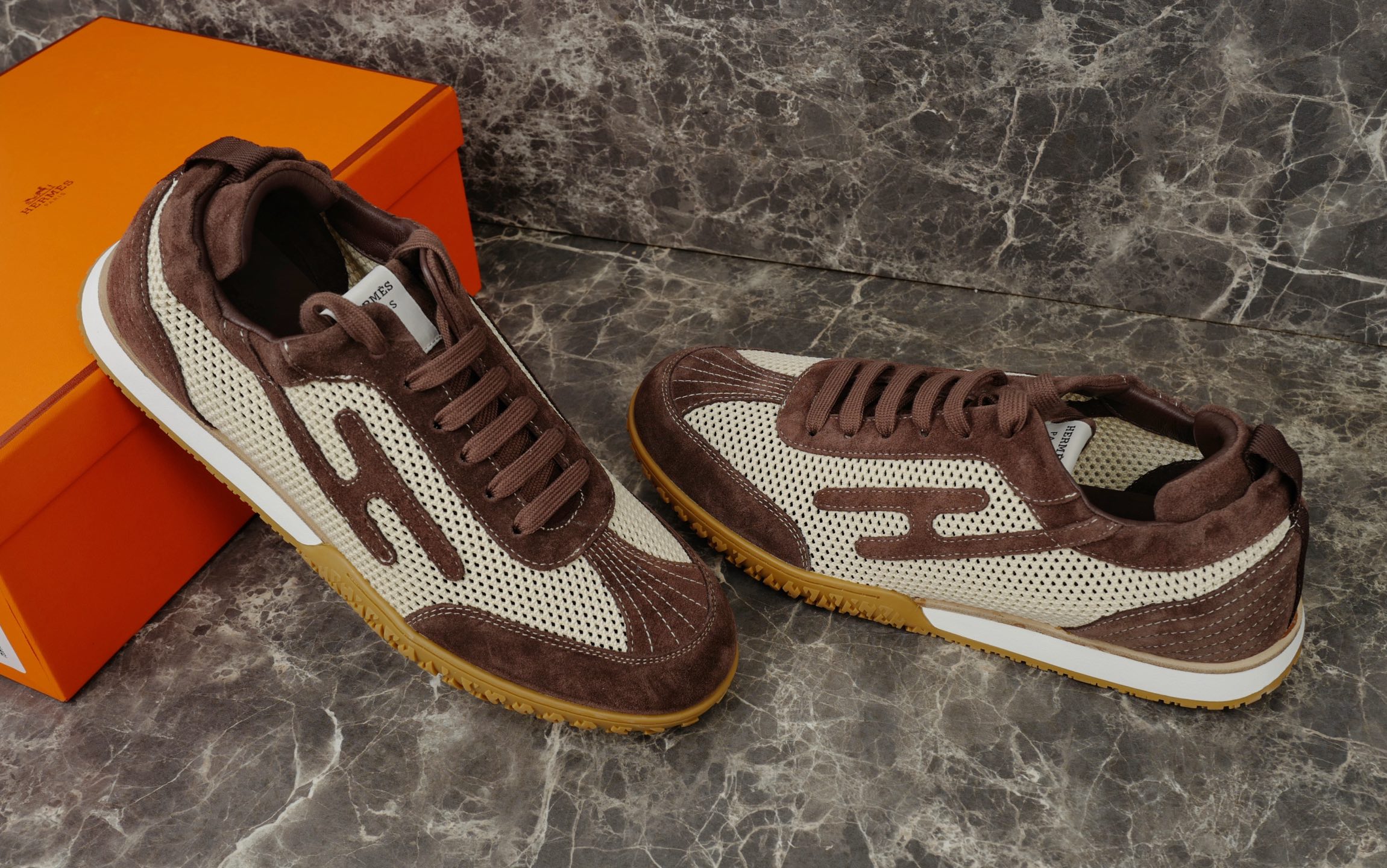 Hermes Suede Goat Skin Sneakers with Contrasting 'H' Detail - Retro Look 9 i1745583445768 8365 0 7