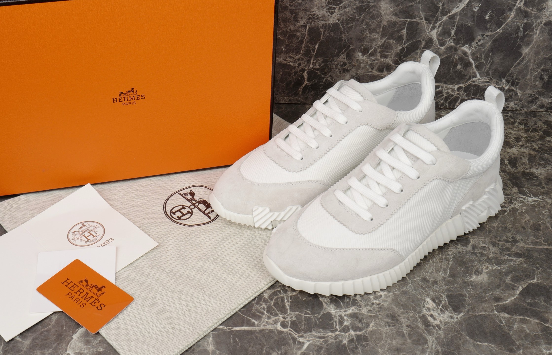 Hermès Bouncing Sneaker: White Mesh & Suede, Lightweight & Stylish, Sizes 38-47 2 i1749667378460 9241 0 0