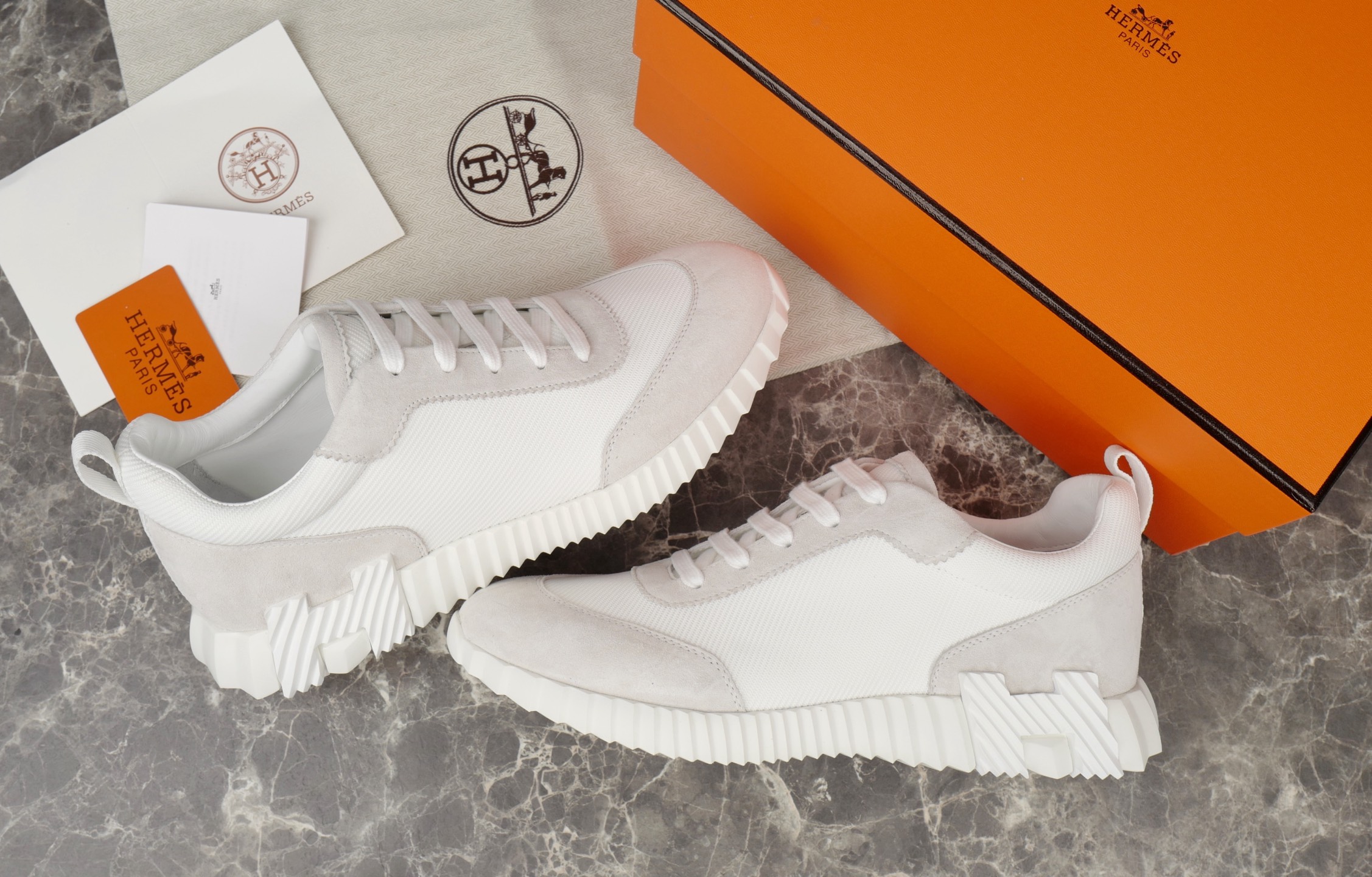 Hermès Bouncing Sneaker: White Mesh & Suede, Lightweight & Stylish, Sizes 38-47 3 i1749667378469 6957 0 1
