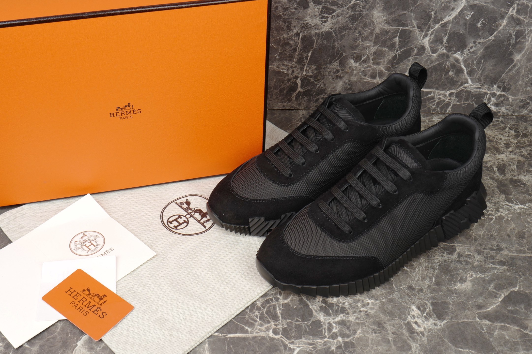 Hermes Bouncing Sneaker in Black Tech Mesh & Suede, Size 38-47 2 i1749667520660 4493 0 0
