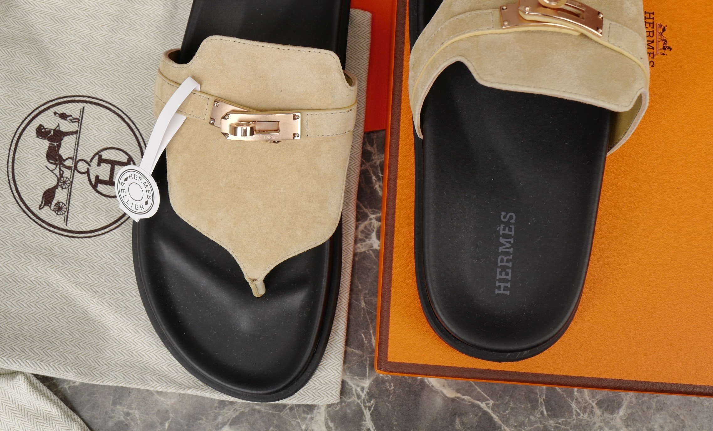 Hermès Women's Suede Leather Sandals with Kelly Buckle - Stylish Comfort 6 i1752580388355 5377 0 4