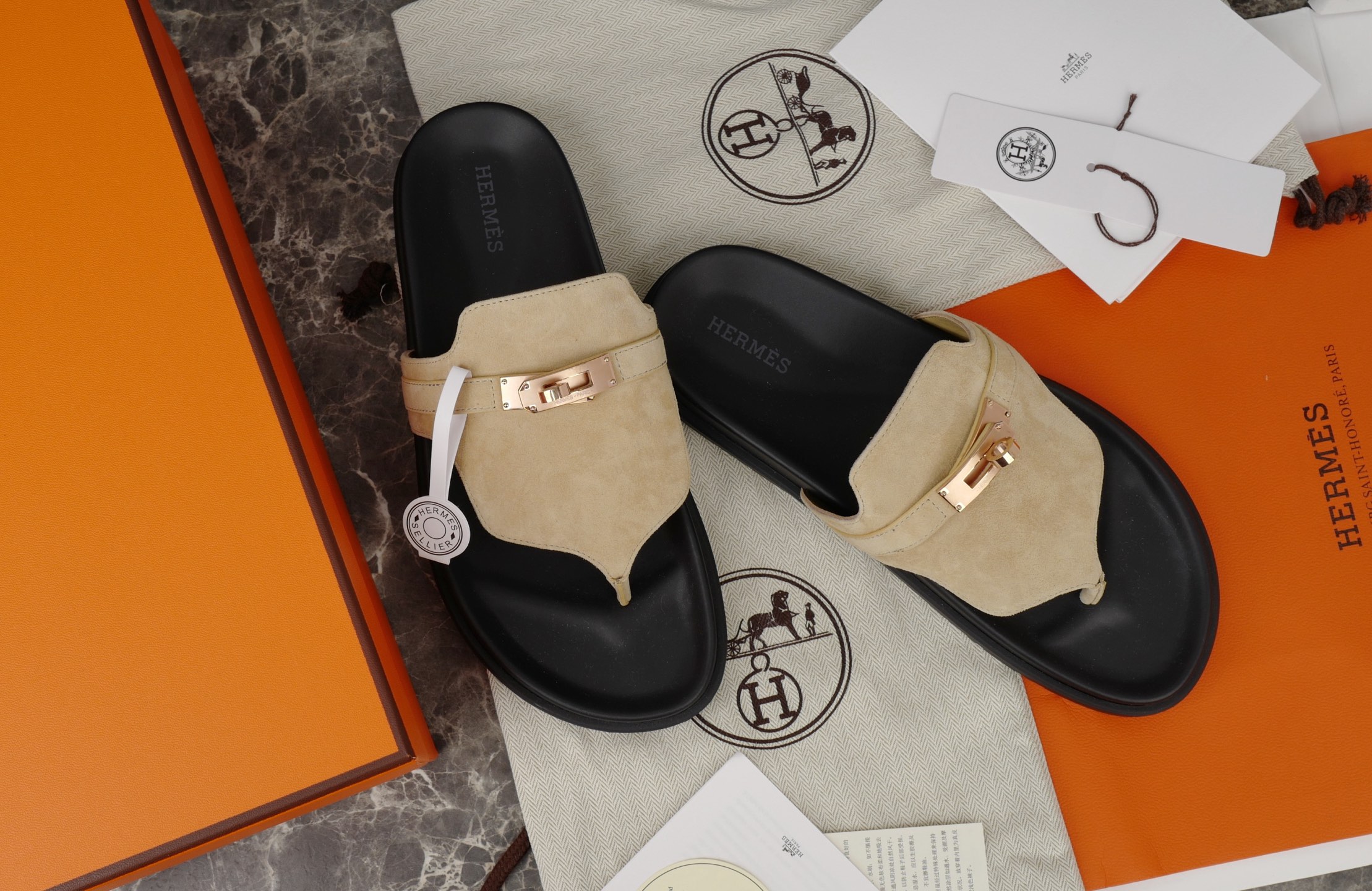 Hermès Women's Suede Leather Sandals with Kelly Buckle - Stylish Comfort 3 i1752580389251 5971 0 1