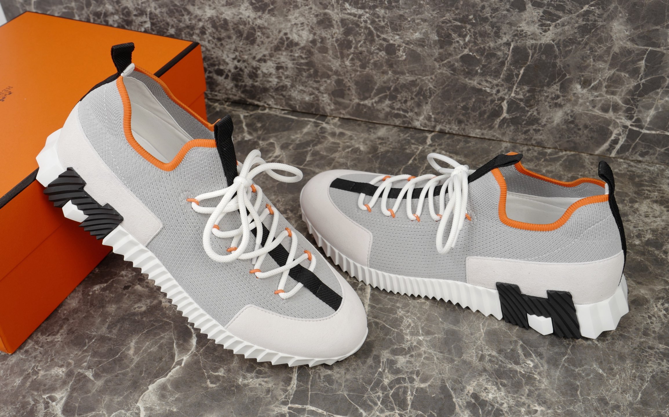 Hermes Men's Bouncing Sneaker, Knit & Suede, Lace-Free Urban Style 8 i1753613059182 9153 0 7