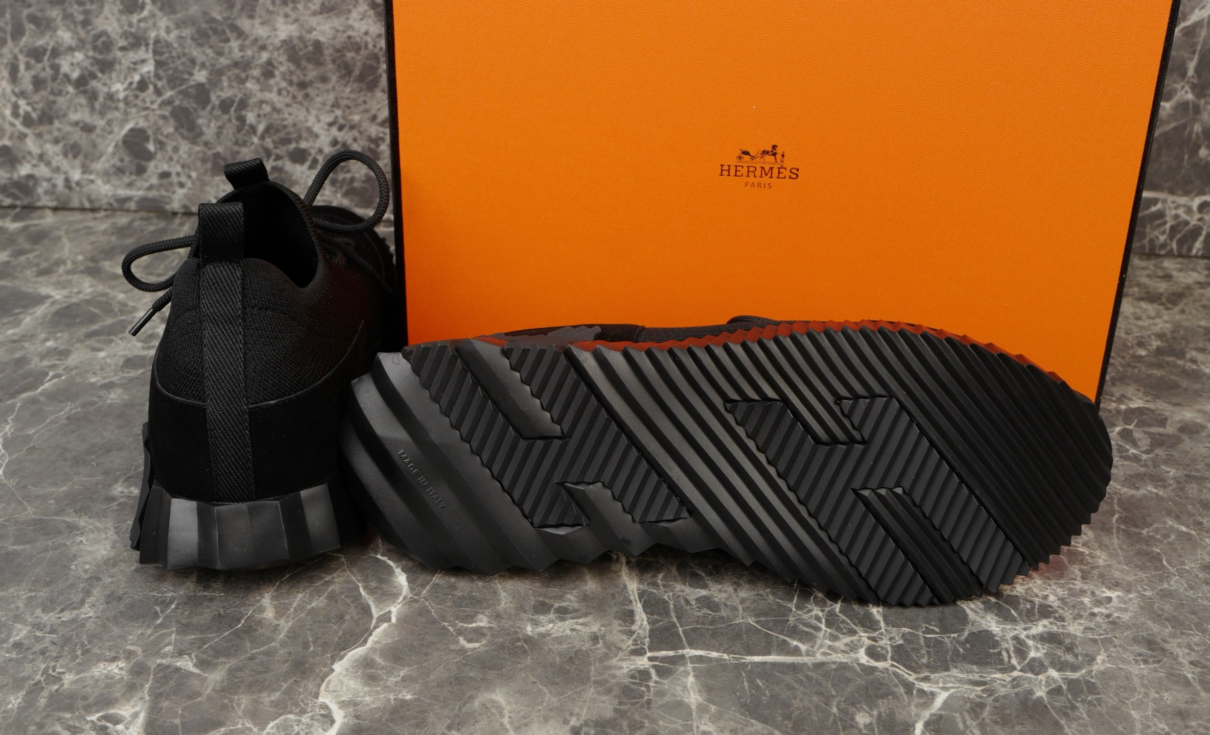 Hermes Men's Bouncing Sneaker in Knit and Suede Goatskin - Black, Sizes 38-47 9 i1753613120184 2055 0 8