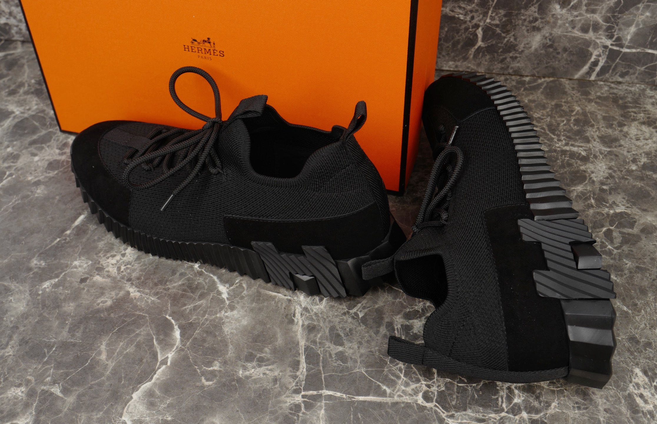 Hermes Men's Bouncing Sneaker in Knit and Suede Goatskin - Black, Sizes 38-47 7 i1753613120187 1326 0 6