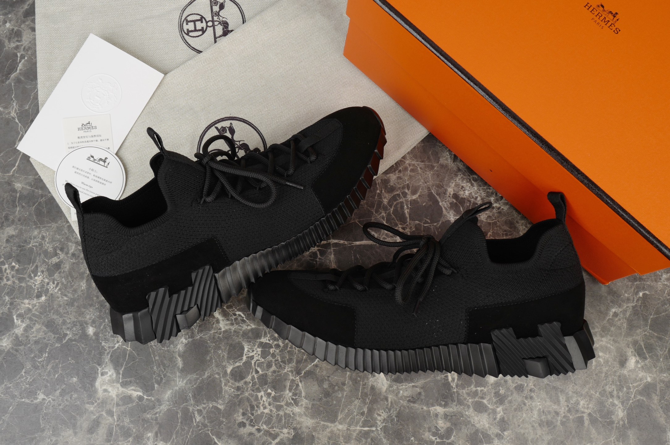 Hermes Men's Bouncing Sneaker in Knit and Suede Goatskin - Black, Sizes 38-47 2 i1753613120200 9066 0 1