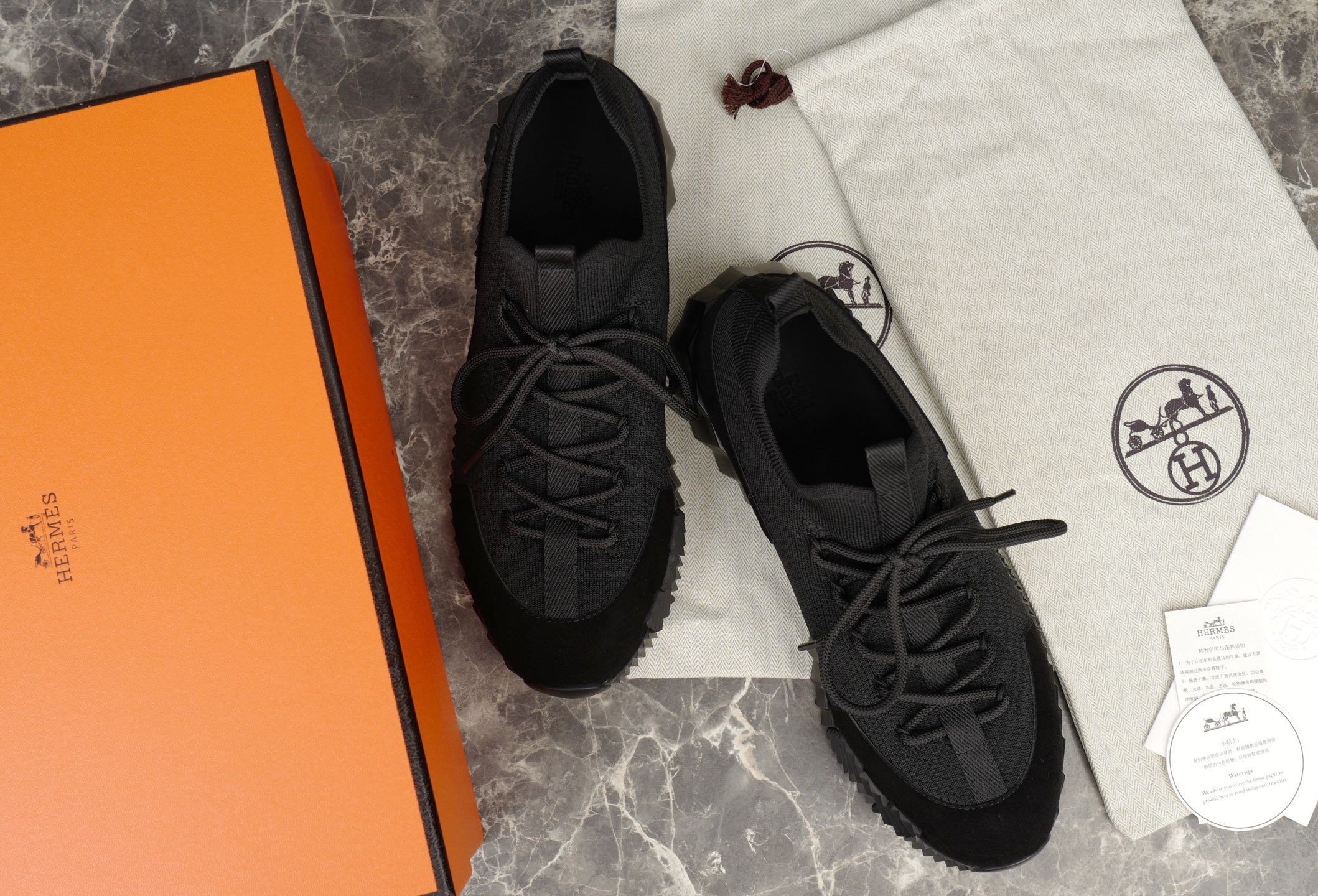Hermes Men's Bouncing Sneaker in Knit and Suede Goatskin - Black, Sizes 38-47 3 i1753613120228 9805 0 2