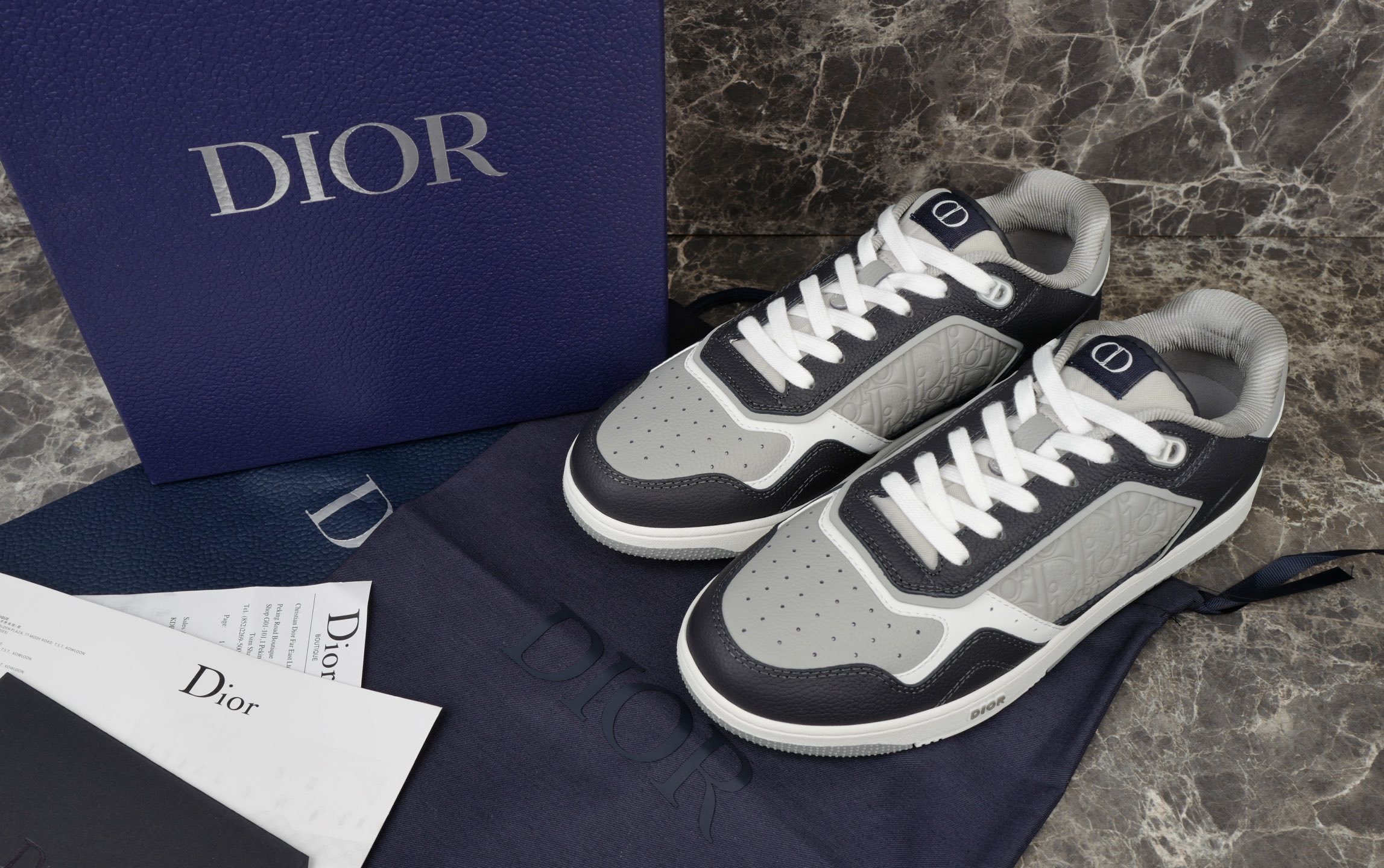 Dior B27 Uptown Low-Top Sneakers in Blue/Gray Oblique Gravity Leather 2 i1754651439719 7087 0 0