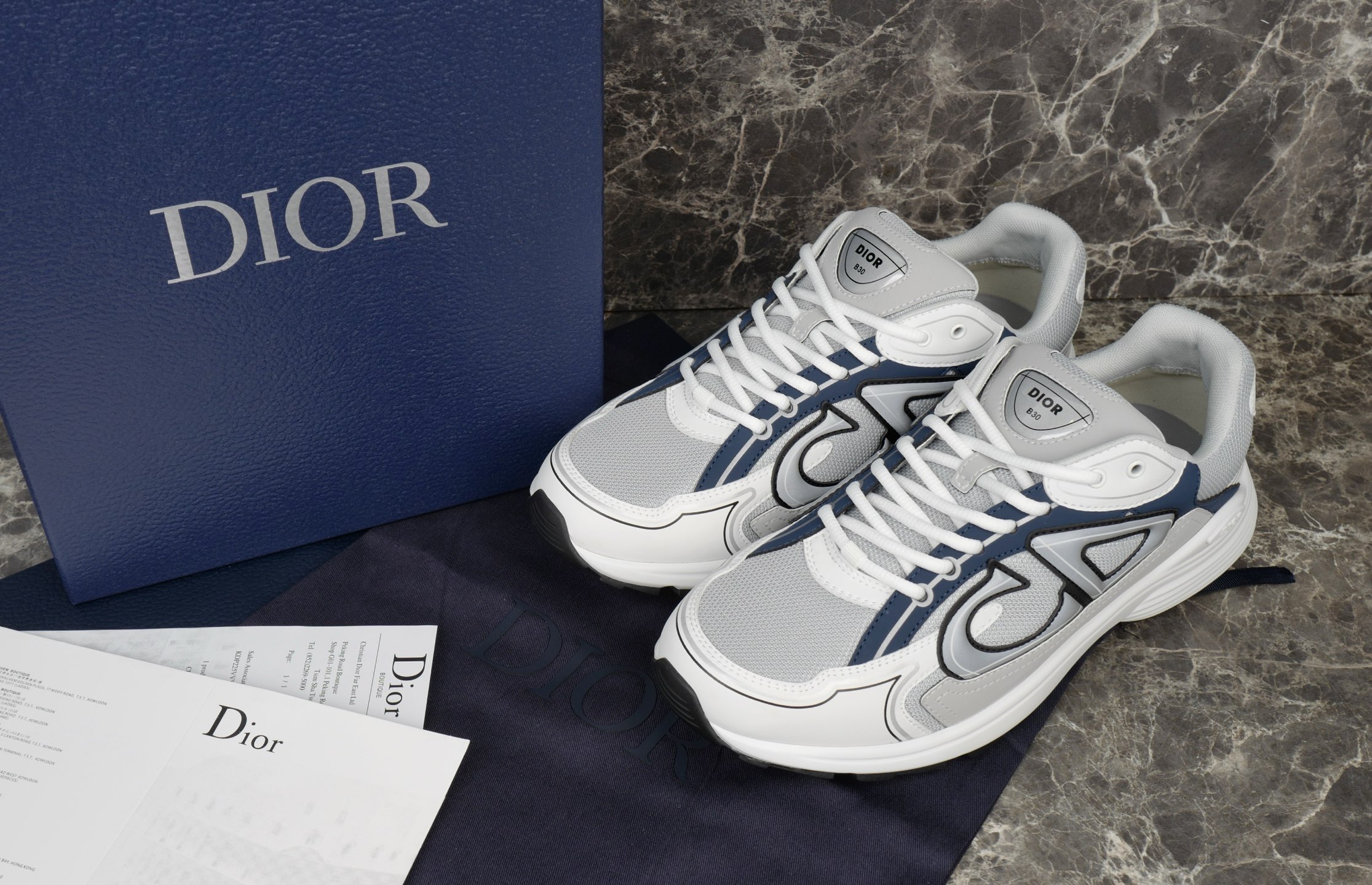 Dior B30 Countdown Low-Top Sneakers in Gray and Blue Tech Fabric 1 i1754651542006 6492 0 0