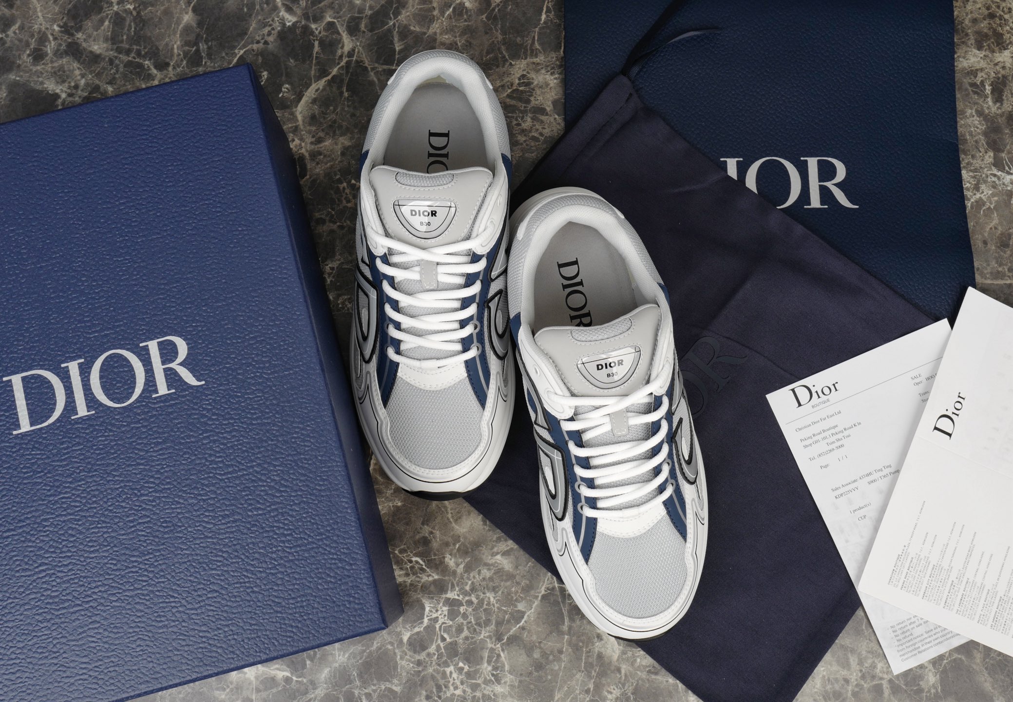 Dior B30 Countdown Low-Top Sneakers in Gray and Blue Tech Fabric 3 i1754651542026 7658 0 2