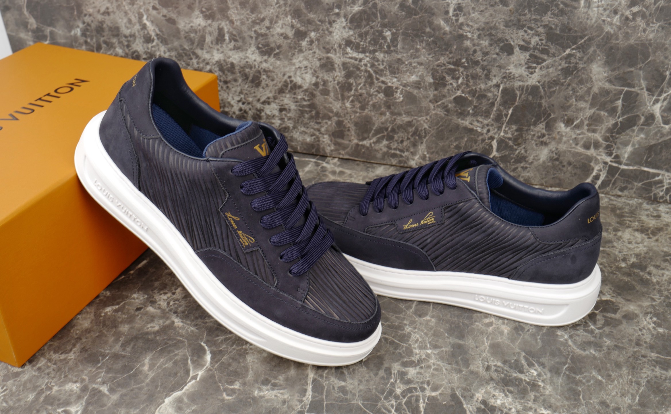 Louis Vuitton Beverly Hills Sneakers in Epi XL Suede Leather, Navy Blue 9 i1754652239283 9199 0 7